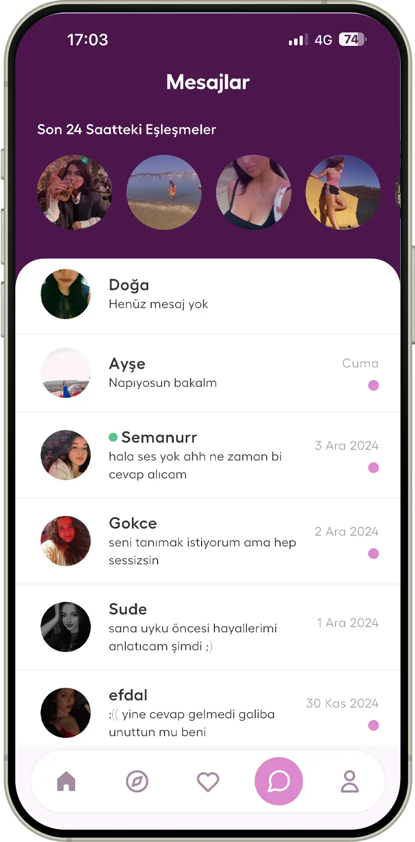 A smartphone displaying the Amore App interface on its screen.